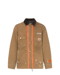 Светло-коричневая куртка с воротником и на пуговицах от Heron Preston