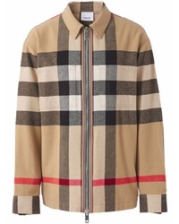 Светло-коричневая куртка харрингтон в шотландскую клетку от Burberry