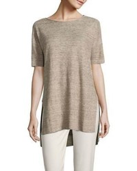 Светло-коричневая льняная блузка