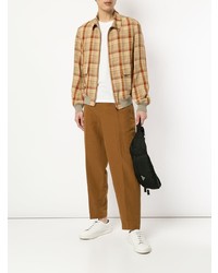 Мужская светло-коричневая льняная куртка-рубашка в клетку от TOMORROWLAND