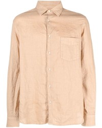 Мужская светло-коричневая льняная рубашка с длинным рукавом от Aspesi