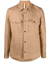 Мужская светло-коричневая льняная рубашка с длинным рукавом от Briglia 1949