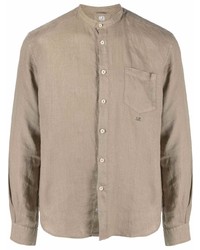 Мужская светло-коричневая льняная рубашка с длинным рукавом от C.P. Company