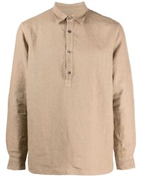 Мужская светло-коричневая льняная рубашка с длинным рукавом от Closed