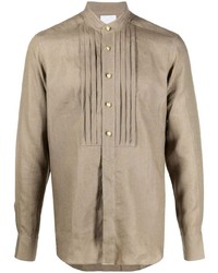 Мужская светло-коричневая льняная рубашка с длинным рукавом от PT TORINO