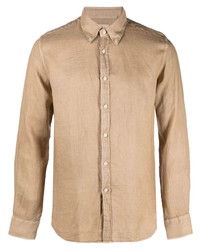 Мужская светло-коричневая льняная рубашка с длинным рукавом от Xacus