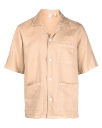 Мужская светло-коричневая льняная рубашка с коротким рукавом от Aspesi
