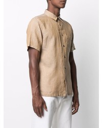 Мужская светло-коричневая льняная рубашка с коротким рукавом от Theory