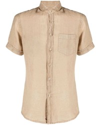 Мужская светло-коричневая льняная рубашка с коротким рукавом от Glanshirt