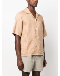 Мужская светло-коричневая льняная рубашка с коротким рукавом от Aspesi