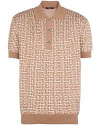 Мужская светло-коричневая льняная футболка-поло от Balmain