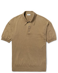 Мужская светло-коричневая льняная футболка-поло от Camoshita