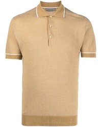 Мужская светло-коричневая льняная футболка-поло от Corneliani