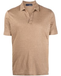 Мужская светло-коричневая льняная футболка-поло от Lardini