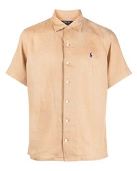Мужская светло-коричневая льняная футболка-поло от Polo Ralph Lauren