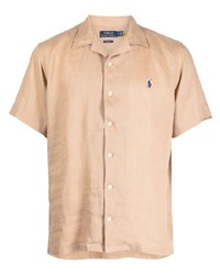 Мужская светло-коричневая льняная футболка-поло от Polo Ralph Lauren
