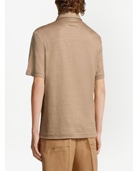 Мужская светло-коричневая льняная футболка-поло от Zegna