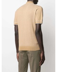 Мужская светло-коричневая льняная футболка-поло от Corneliani