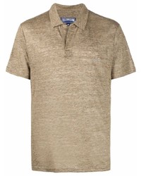 Мужская светло-коричневая льняная футболка-поло от Vilebrequin