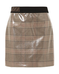 Светло-коричневая мини-юбка в клетку от Fendi
