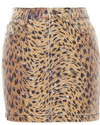 Светло-коричневая мини-юбка с леопардовым принтом от Jeremy Scott