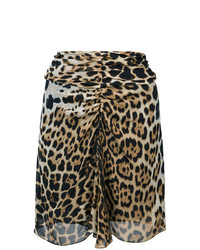 Светло-коричневая мини-юбка с леопардовым принтом от Saint Laurent