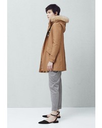 Женская светло-коричневая парка от Mango