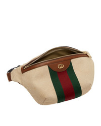 Светло-коричневая поясная сумка из плотной ткани от Gucci