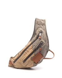 Мужская светло-коричневая поясная сумка из плотной ткани от Moschino