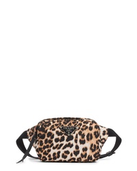 Светло-коричневая поясная сумка с леопардовым принтом