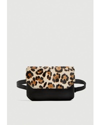 Светло-коричневая поясная сумка с леопардовым принтом от Pull&Bear