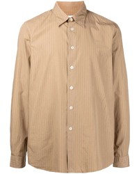 Мужская светло-коричневая рубашка с длинным рукавом в вертикальную полоску от PS Paul Smith