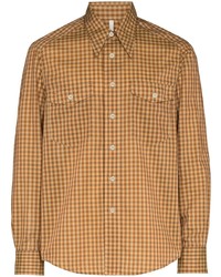 Мужская светло-коричневая рубашка с длинным рукавом в мелкую клетку от Sunflower