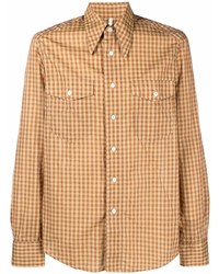 Мужская светло-коричневая рубашка с длинным рукавом в мелкую клетку от Sunflower