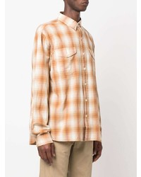 Мужская светло-коричневая рубашка с длинным рукавом в шотландскую клетку от Ralph Lauren RRL