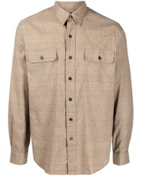 Мужская светло-коричневая рубашка с длинным рукавом в шотландскую клетку от Polo Ralph Lauren