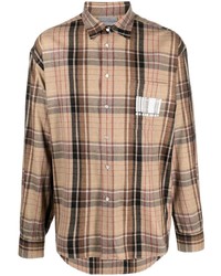 Мужская светло-коричневая рубашка с длинным рукавом в шотландскую клетку от VTMNTS