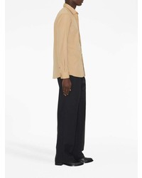 Мужская светло-коричневая рубашка с длинным рукавом с вышивкой от Burberry