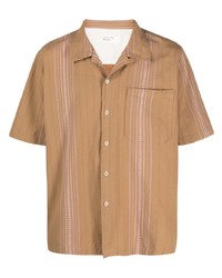 Мужская светло-коричневая рубашка с длинным рукавом с вышивкой от Universal Works
