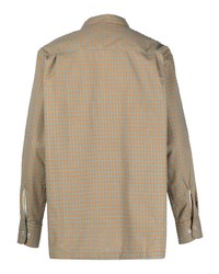 Мужская светло-коричневая рубашка с длинным рукавом с геометрическим рисунком от Universal Works