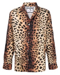 Мужская светло-коричневая рубашка с длинным рукавом с леопардовым принтом от Endless Joy