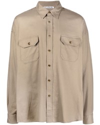Мужская светло-коричневая рубашка с длинным рукавом с принтом от Acne Studios