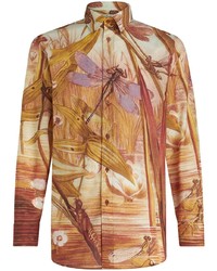 Мужская светло-коричневая рубашка с длинным рукавом с принтом от Etro