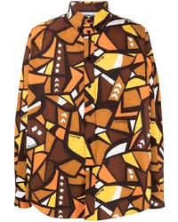 Мужская светло-коричневая рубашка с длинным рукавом с принтом от Moschino