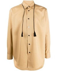 Светло-коричневая рубашка с длинным рукавом с украшением