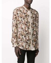 Мужская светло-коричневая рубашка с длинным рукавом с цветочным принтом от DSQUARED2