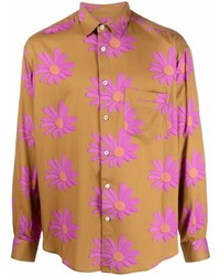 Мужская светло-коричневая рубашка с длинным рукавом с цветочным принтом от Jacquemus