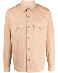 Мужская светло-коричневая рубашка с длинным рукавом от Aspesi