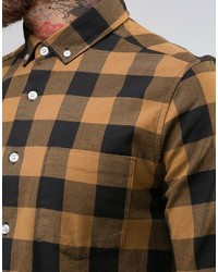 Мужская светло-коричневая рубашка с длинным рукавом от Asos