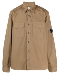 Мужская светло-коричневая рубашка с длинным рукавом от C.P. Company